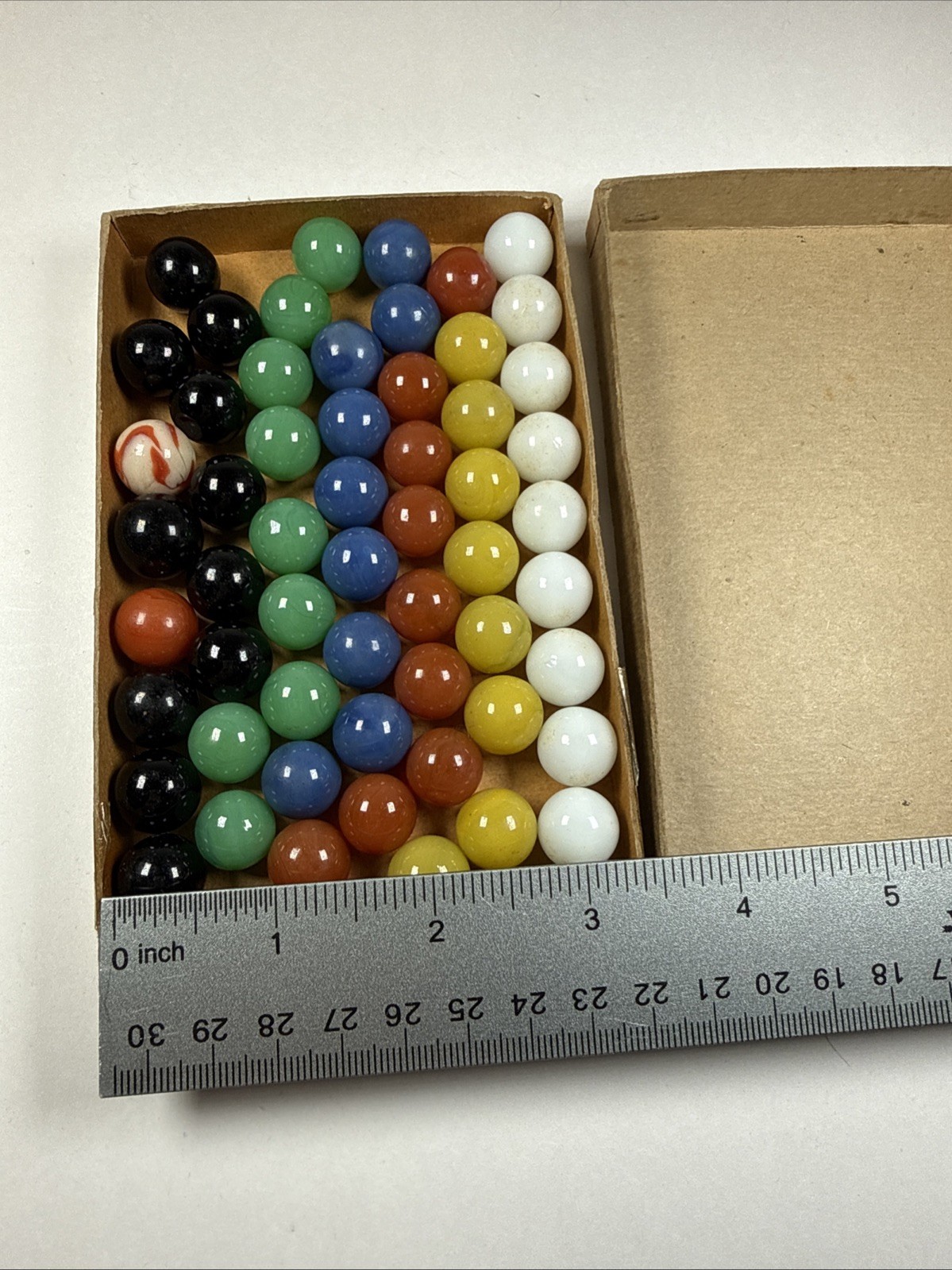 Vintage 1930’s The Vitro Agate Co. Game Marbles #00~Original Box~ Extra Marbles
