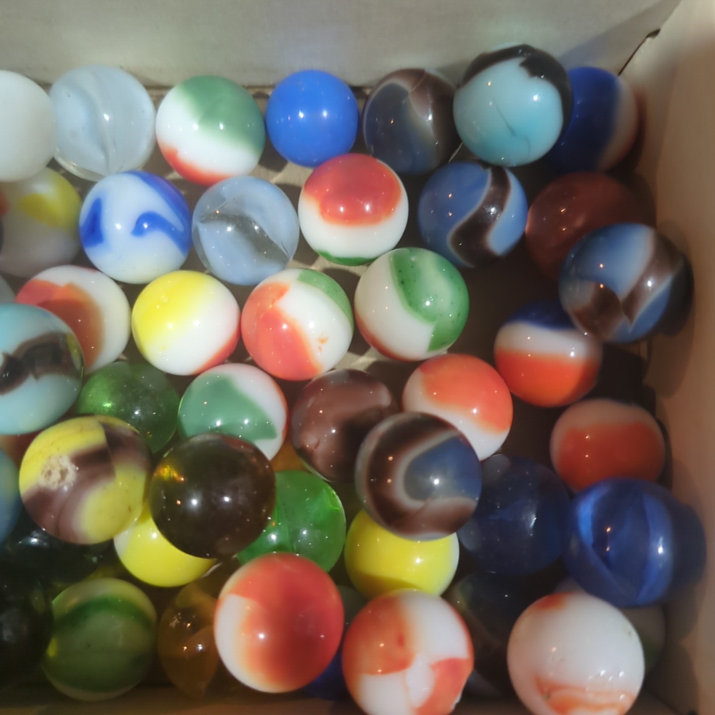 Lot Of Vintage Glass marbles. CAC, Akron agate, Peltier, Vitro Etc. 98Total