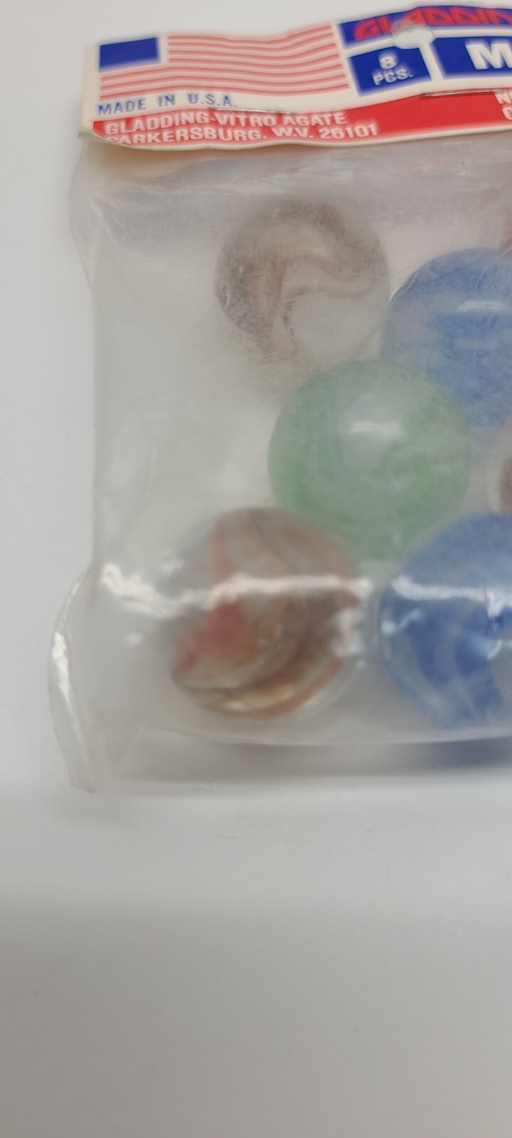 Vintage Gladding Vitro Agate Marbles Clear Swirl Green Blue Red Spaghetti Bag