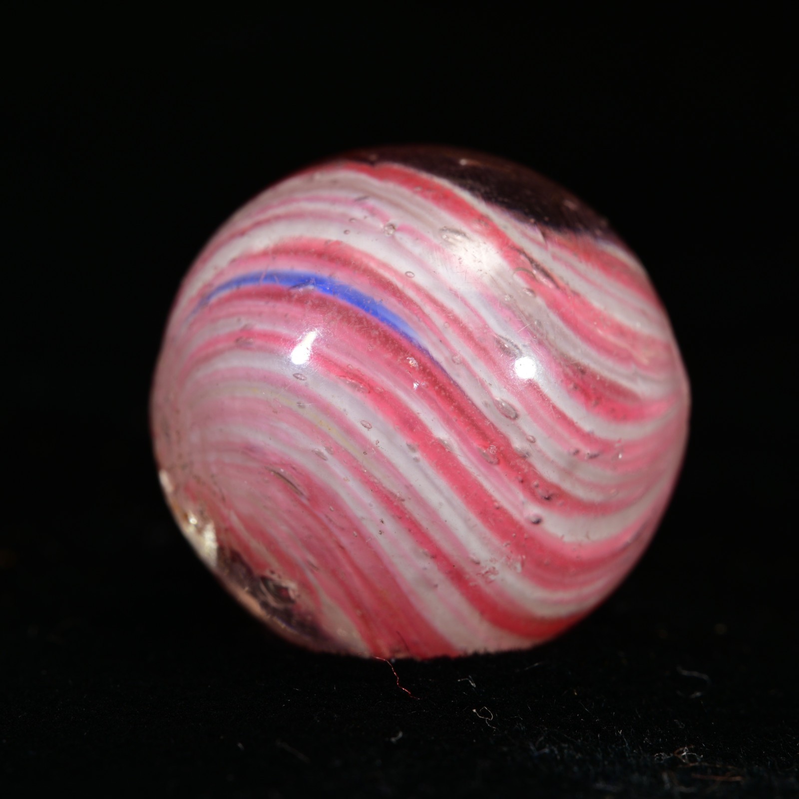 Onionskin Marble Early German Handmade Antique Shrunken Raspberry 17.2mm 21/32”