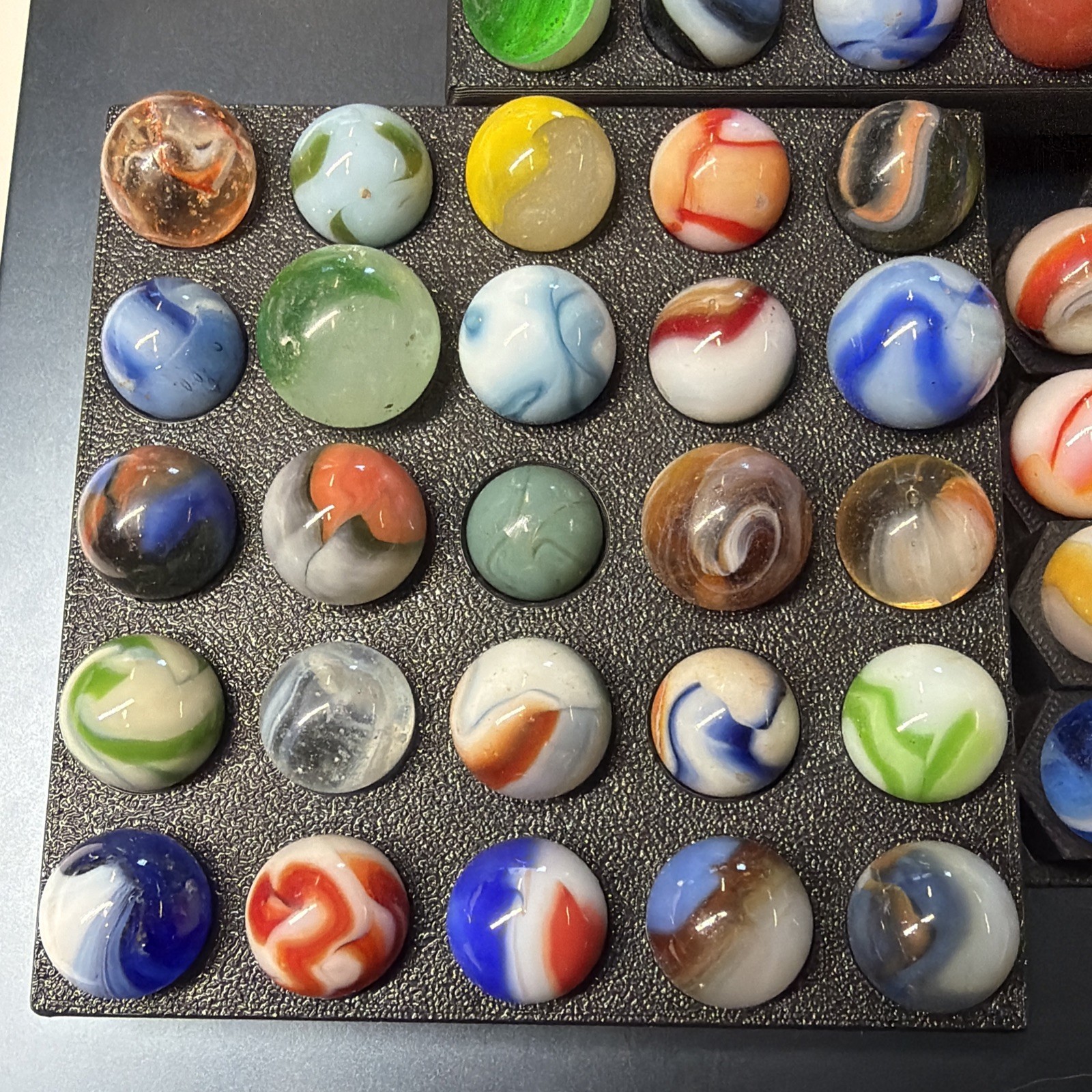 Vintage Glass Marbles Christensen Agate Vitro Akro Patch, King Tri (70 Marbles)