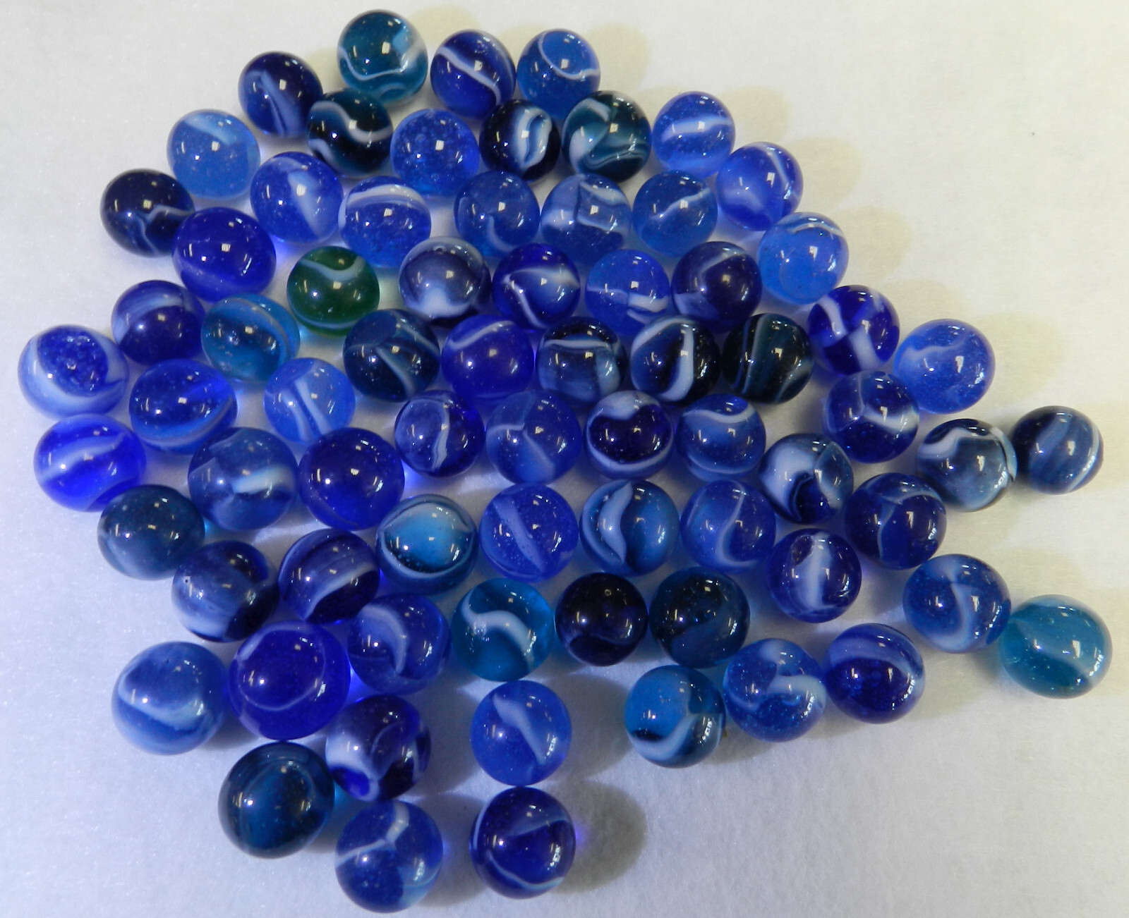 #18554m Vintage Group or Lot of 70 Colored Glass Peltier Glass Marbles