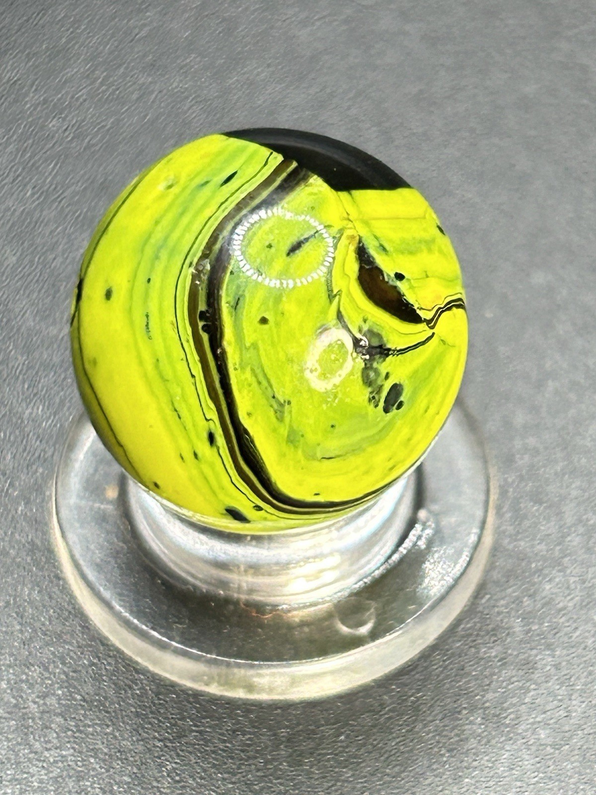 Vintage Electric Yellow Christensen Agate Striped Opaque Marble