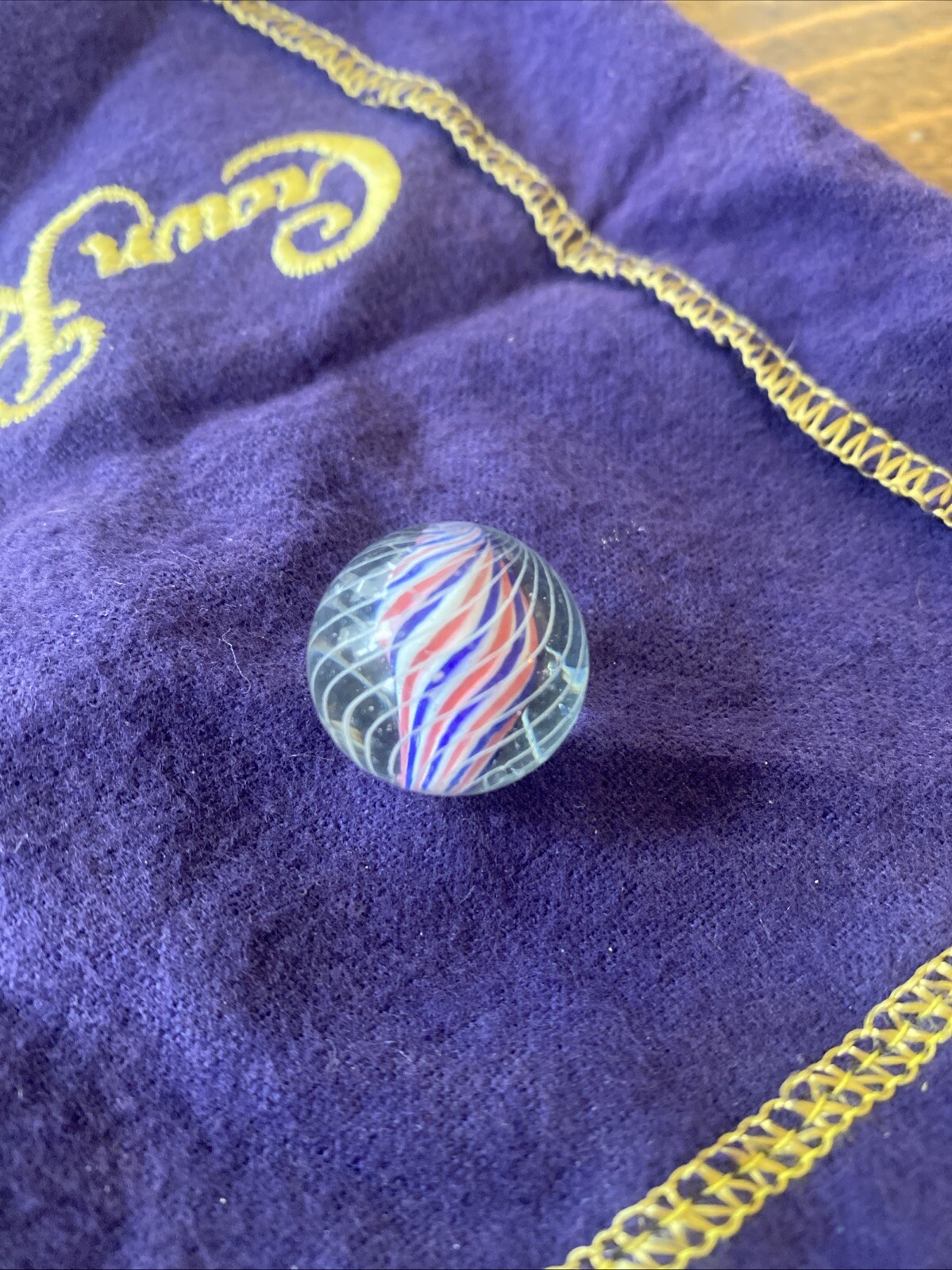 VTG Antique Handmade Marble .76” Caged Solid Core Outer Decoration Multicolored