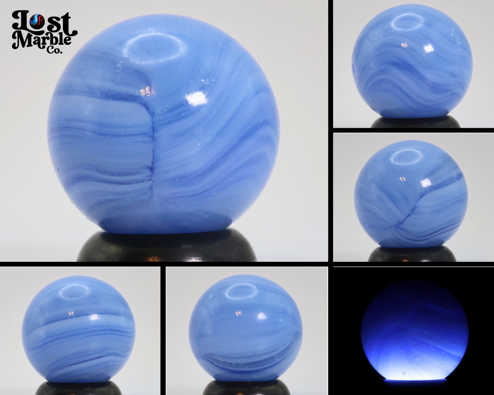 5/8″ Vitro Agate Translucent Blue Patch Marble NM+