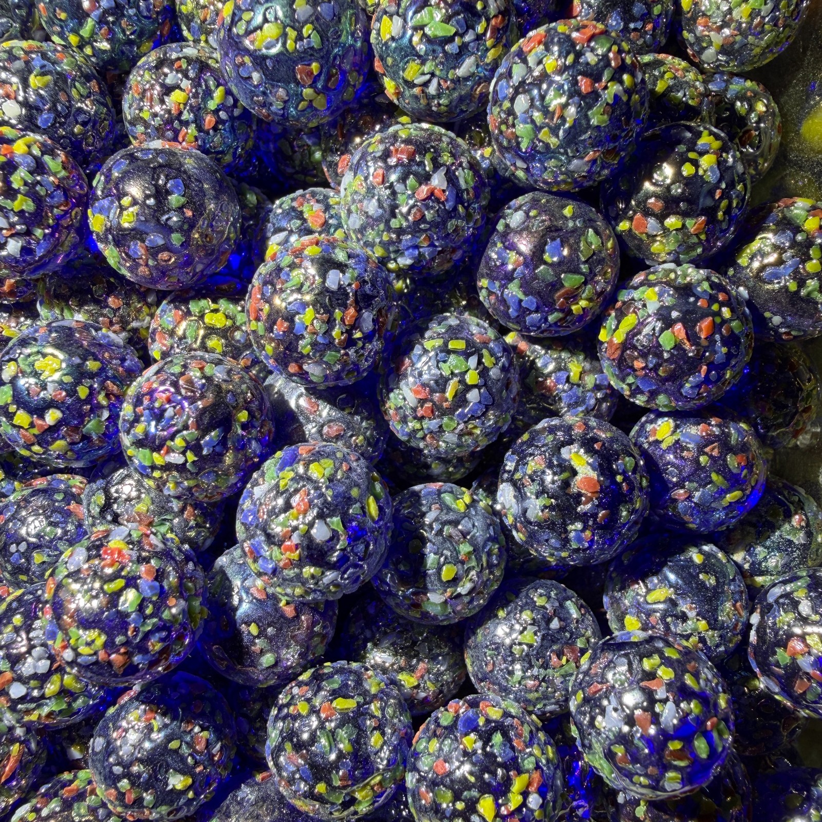 1lb Lot Glitter-bomb Marble Collection by Vintage Marbles 16mm 5/8″ Confetti