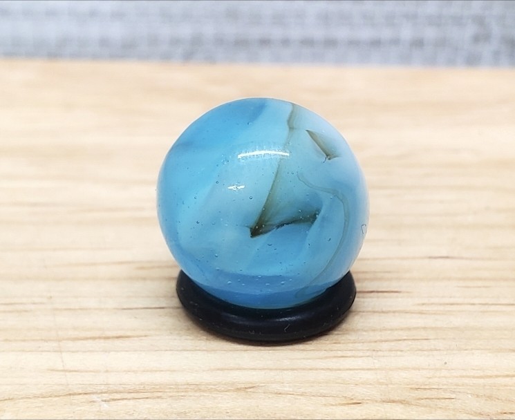 Vintage Vitro Agate Marble Opal Blue & White Brown Swirled Glass Patterns 15.5mm