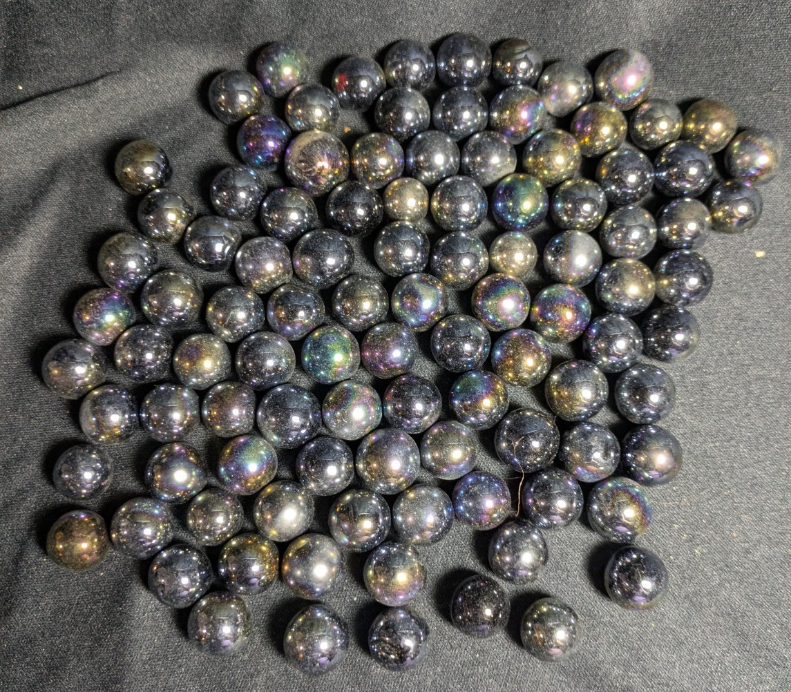 Lot of Vintage Purple 100 Glass Marbles In Jar