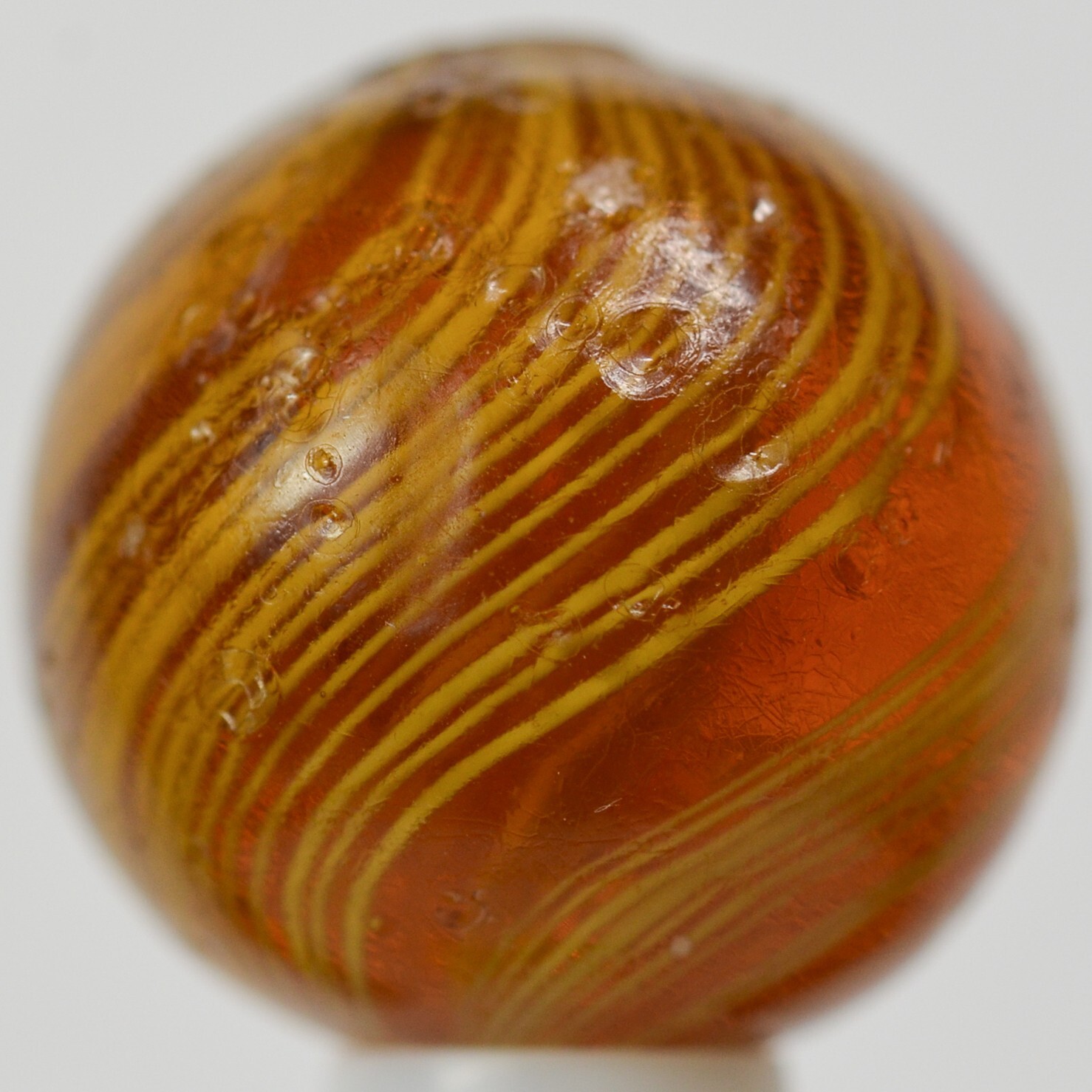 Handmade Gooseberry Marble, Amber Glass, 23/32 in, Polished, Germany, S1406