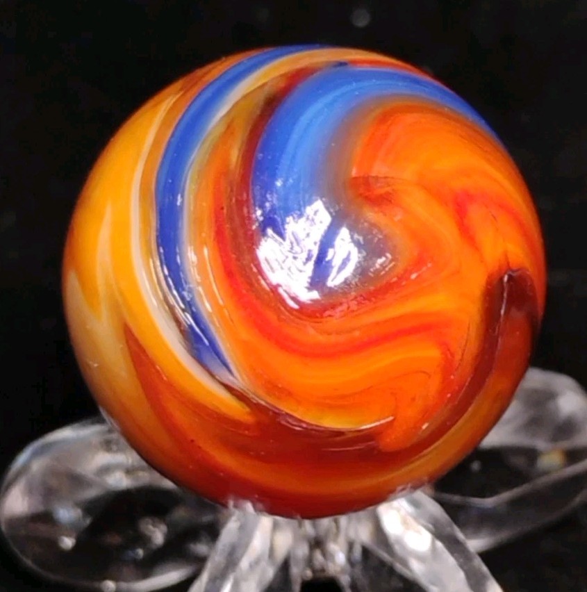 .74″ D.A.S. MARBLES RAMS HEAD STYLE SWIRL-GLASS TOYS NM+