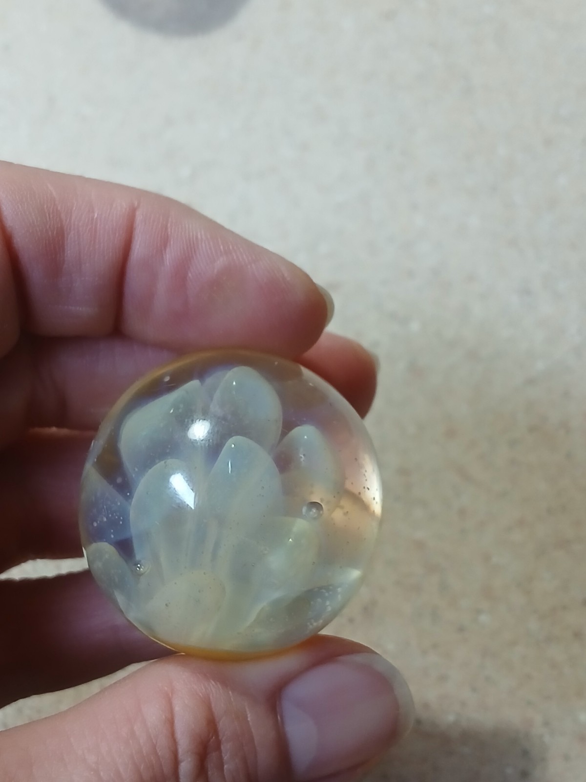 1 1/4 Inch Blu V Fumed Marble Fully Imploaded All The Way Through Marble .