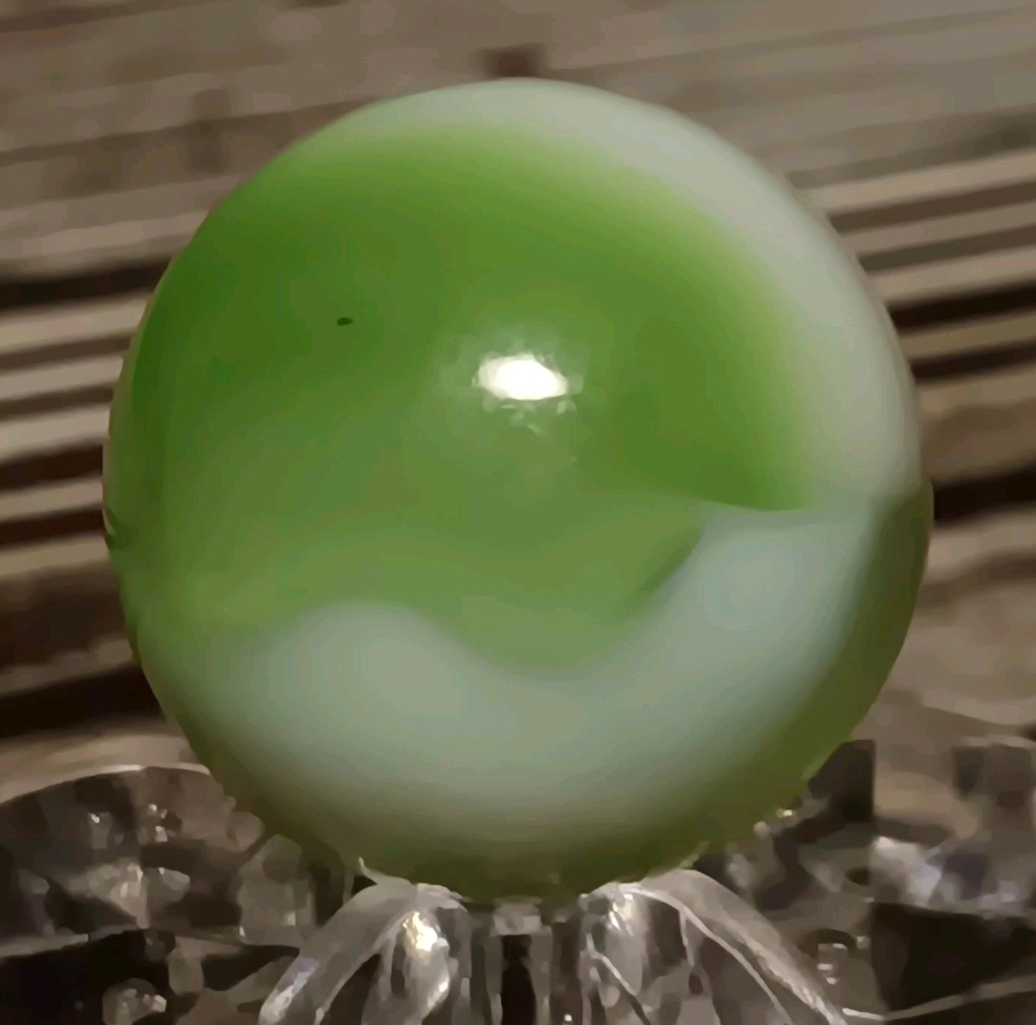 Marble King Rainbow Marble. HTF Type. Transparent Grasshopper. 5/8″ Mint. Glower