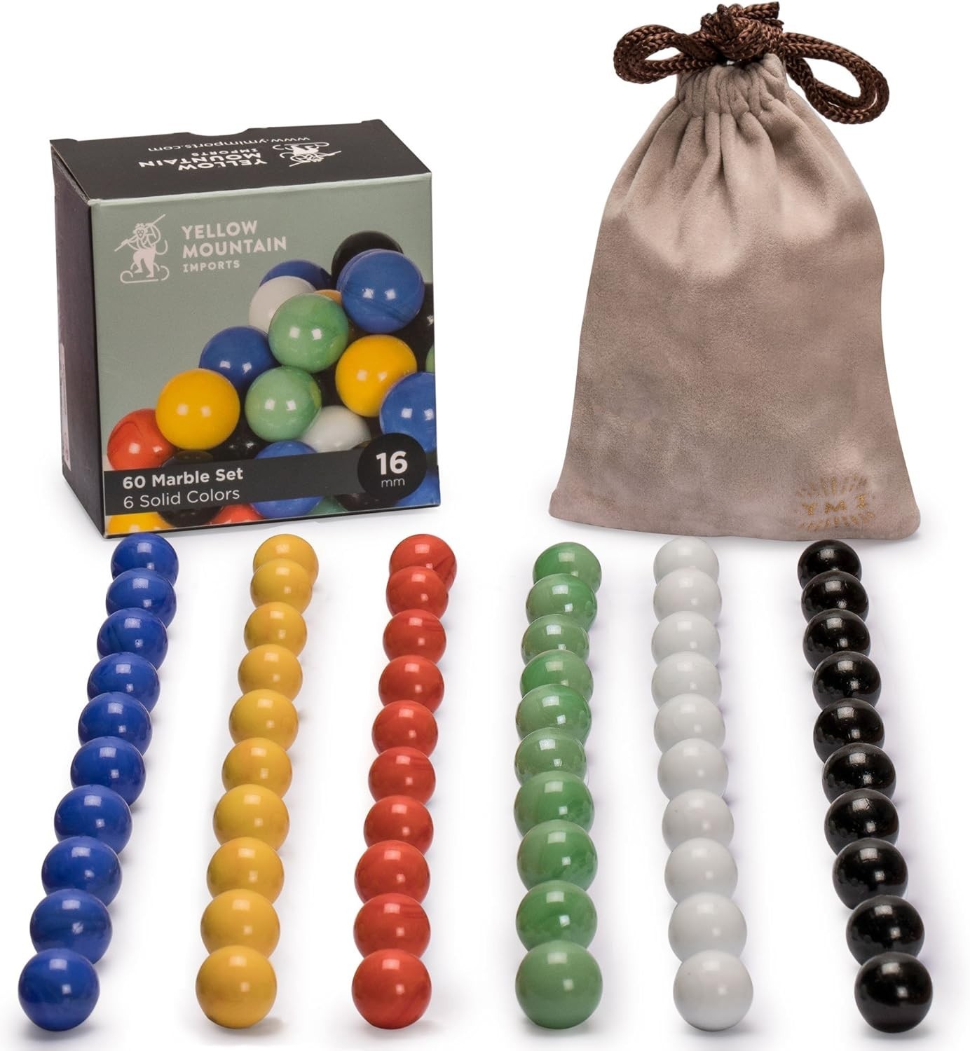 60 Pieces Chinese Checkers Marbles Set with Solid Colors – 16 Millimeters