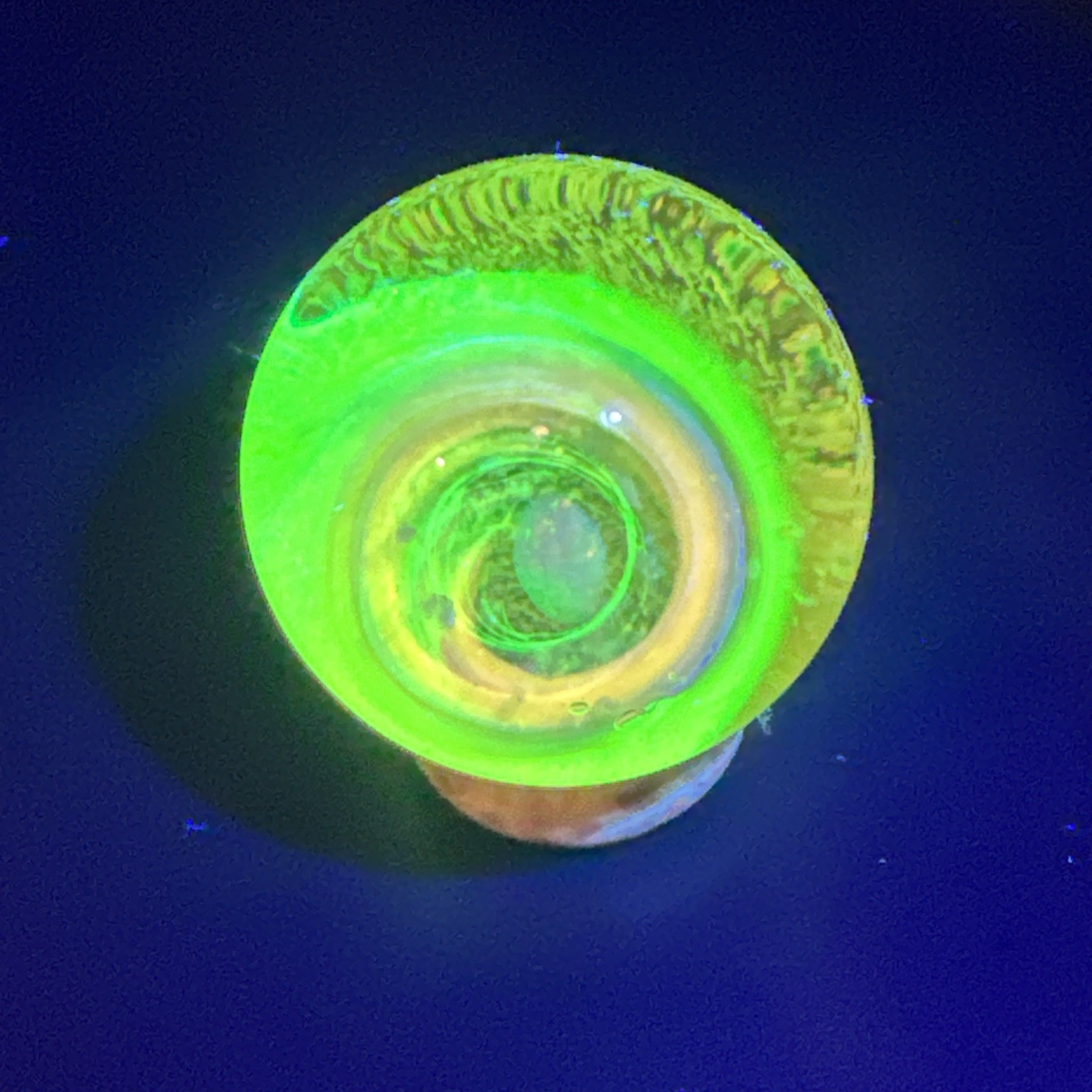 Contemporary Handmade Art Glass Marble 1.59″ Sparkly Gold Opal Vortex + UV Glow!