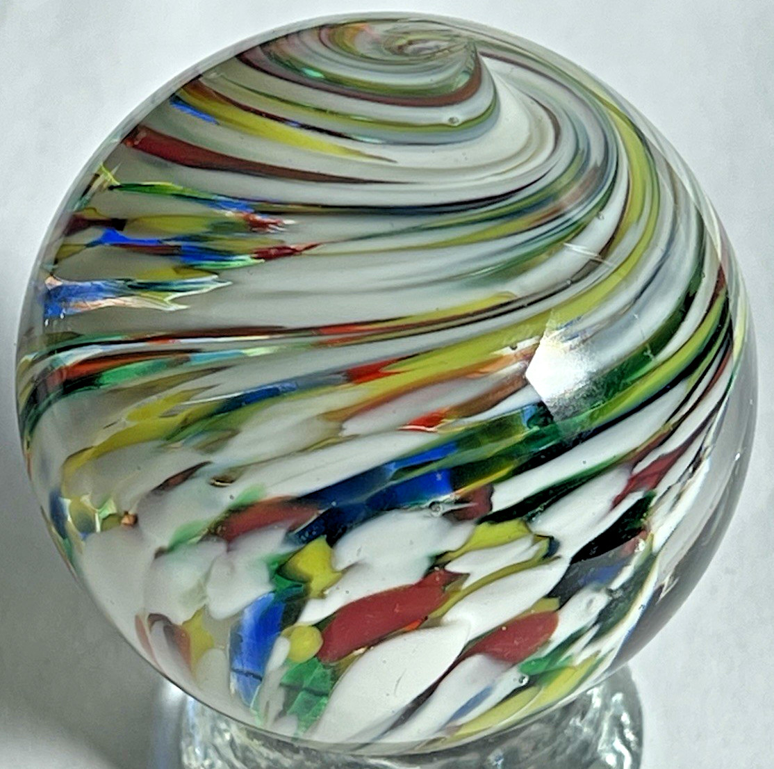 VTG 1993 JIM DAVIS MARBLE SIGNED HANDMADE GLASS ART 1.95″ SPIRAL TWIST FADE AWAY