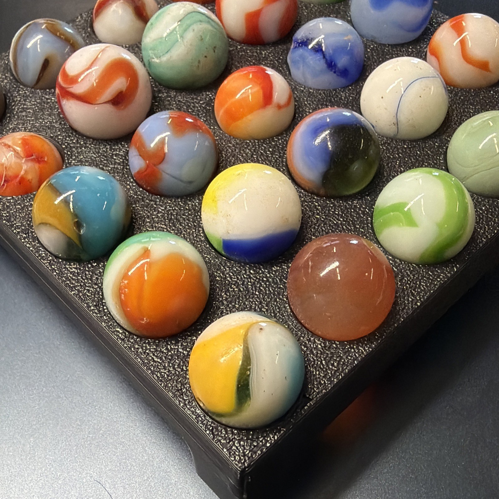 Vintage Glass Marbles Vitro Akro Patch, King Tri, Agate, Christensen 70 Pc Lot