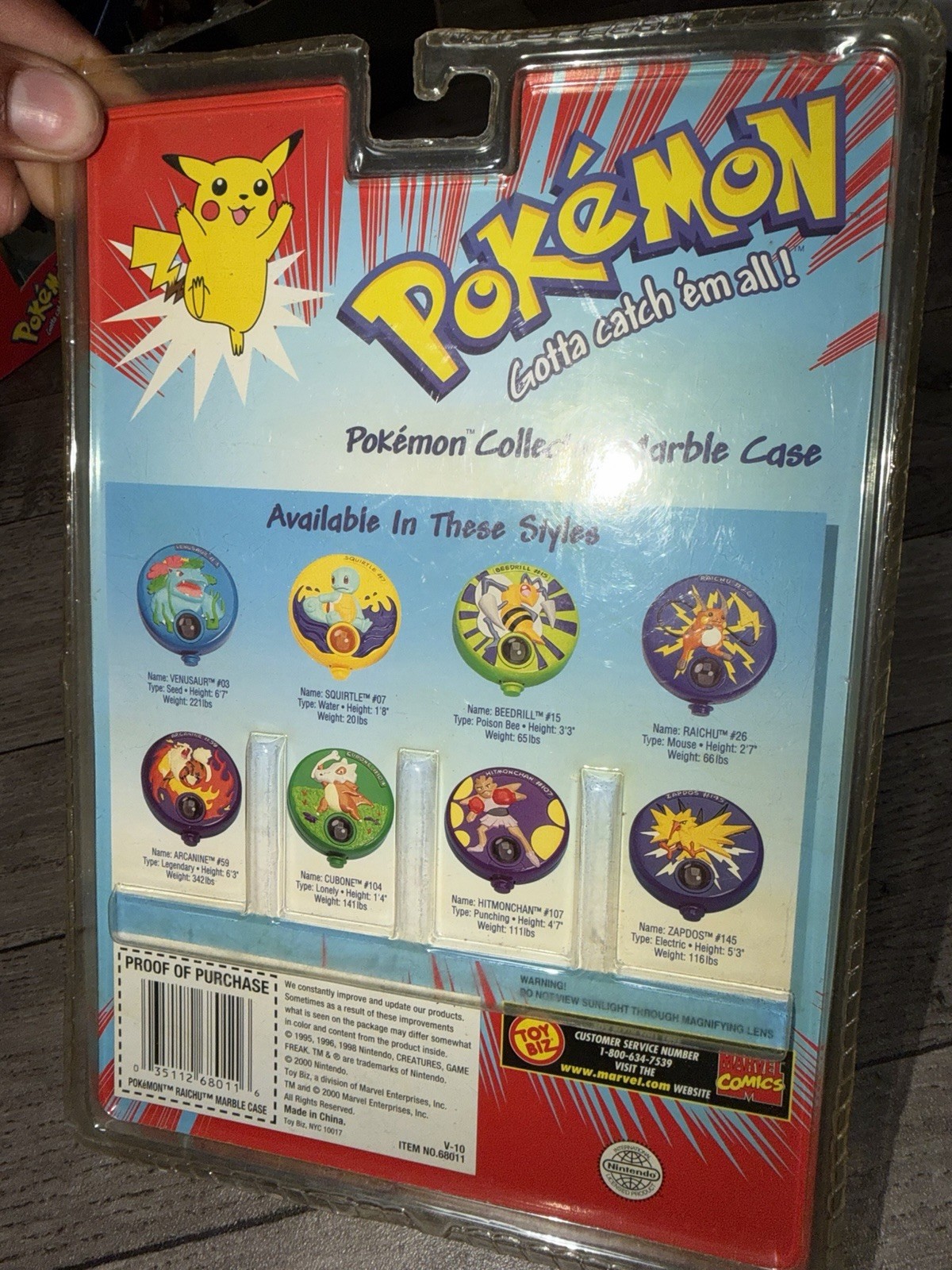 Toy Biz Pokémon Raichu #26 Collector Marble Case w/ 8 Marbles MPN 68010 2000
