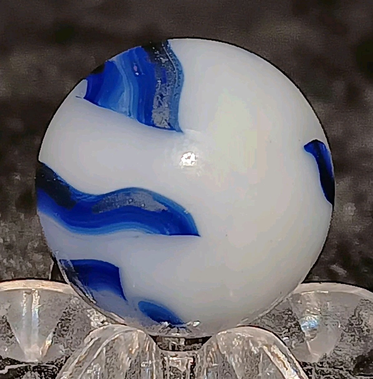 Vintage Alley Agate “METALLIC” Swirl Marble. .58″ Mint. Stunning HTF Example.