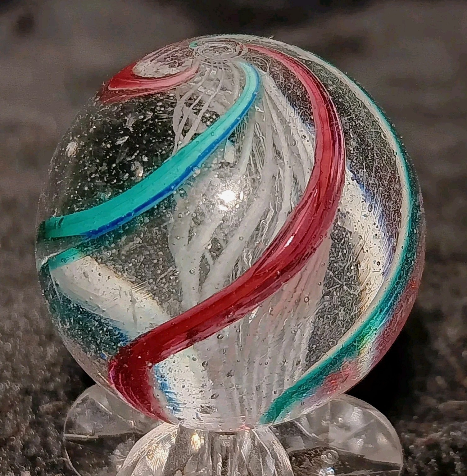 Antique German Latticinio Core Swirl Marble. 1.07″ Mint Condition.