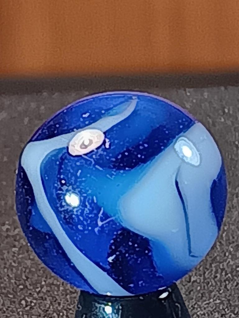 5/8″ Vacor Transparent Cobalt Saphire Blue Jay Pearl White NM Serious Marble B25