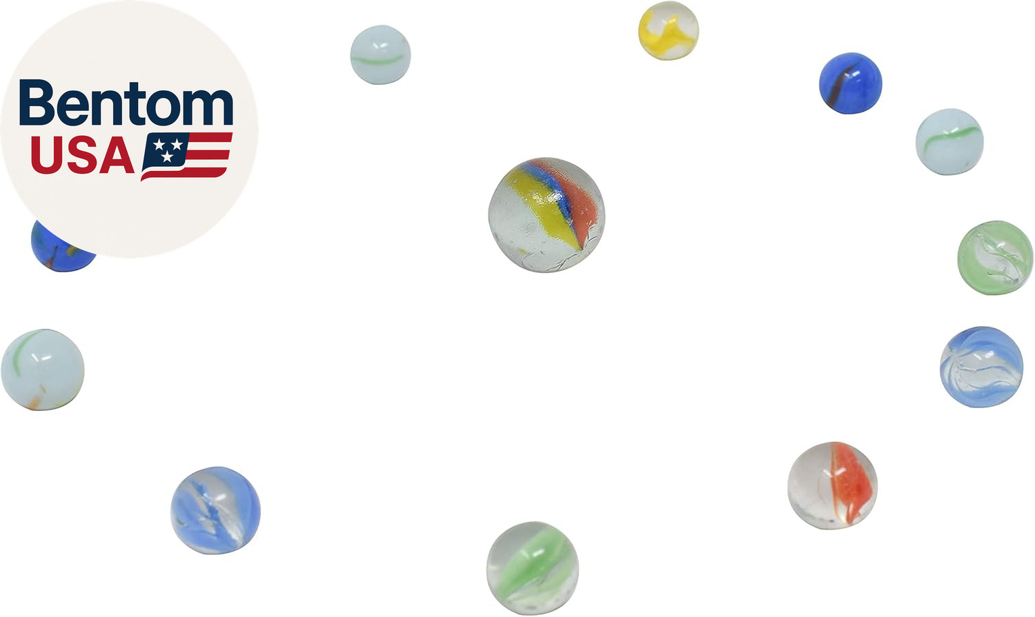 TOYMENDOUS 50 Piece Marbles – Colorful Glass Marble for Kids Games | 49 Player M