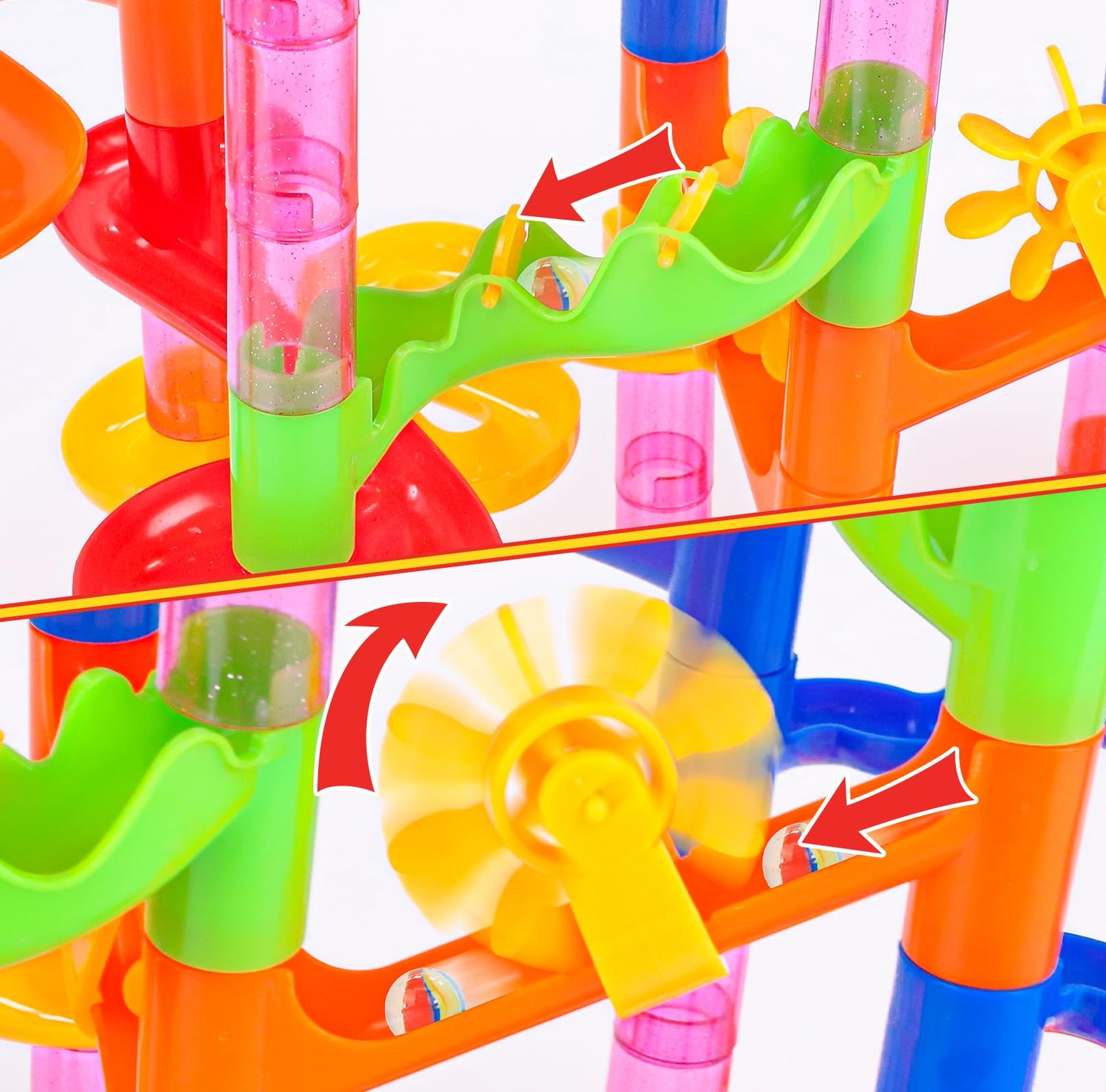 Gifts2U Marble Run Toy, 130Pcs 18.11 x 17.32 x inches, 130pcs