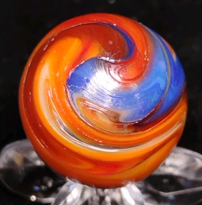 .74″ D.A.S. MARBLES RAMS HEAD STYLE SWIRL-GLASS TOYS NM+