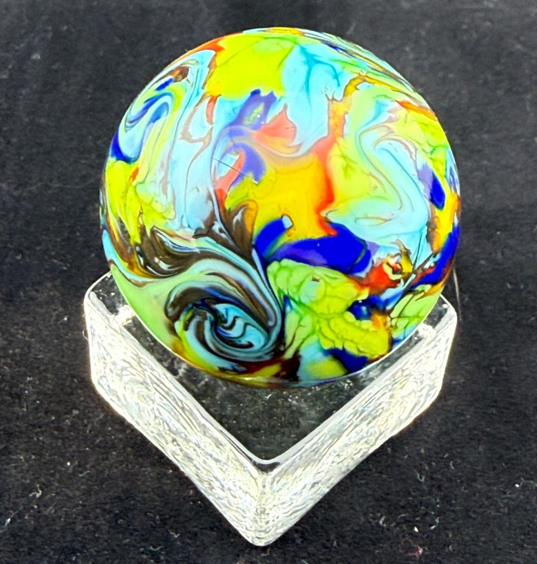 Steve Willis 2006 Wild Abstract Glass Marble 1-15/32″, #3 signed W6