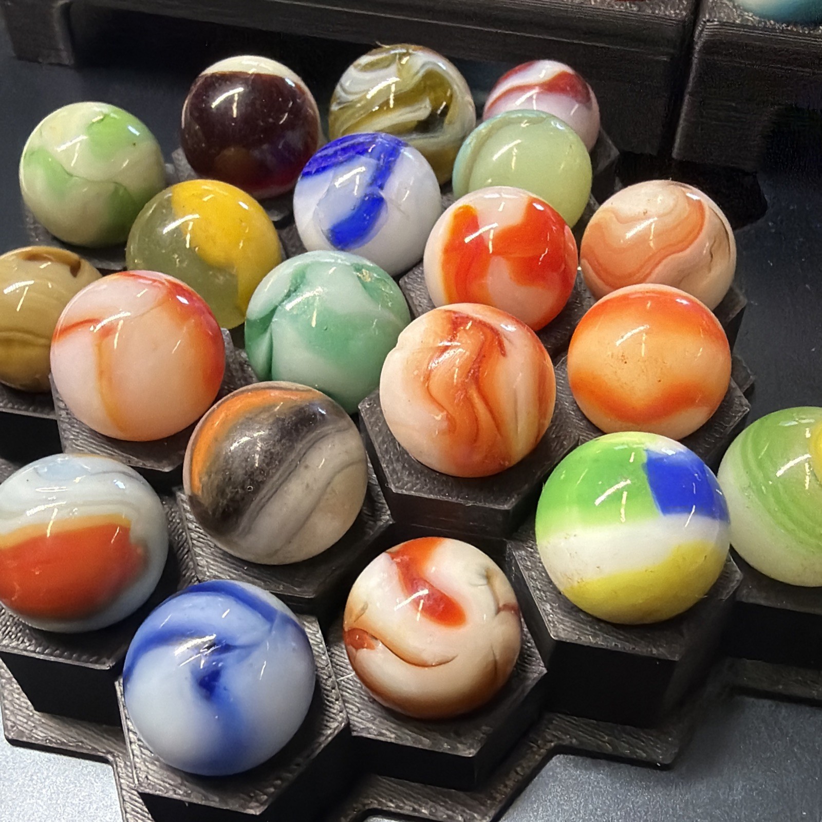 Vintage Glass Marbles Vitro Akro Patch, King Tri, Agate, Christensen 70 Pc Lot