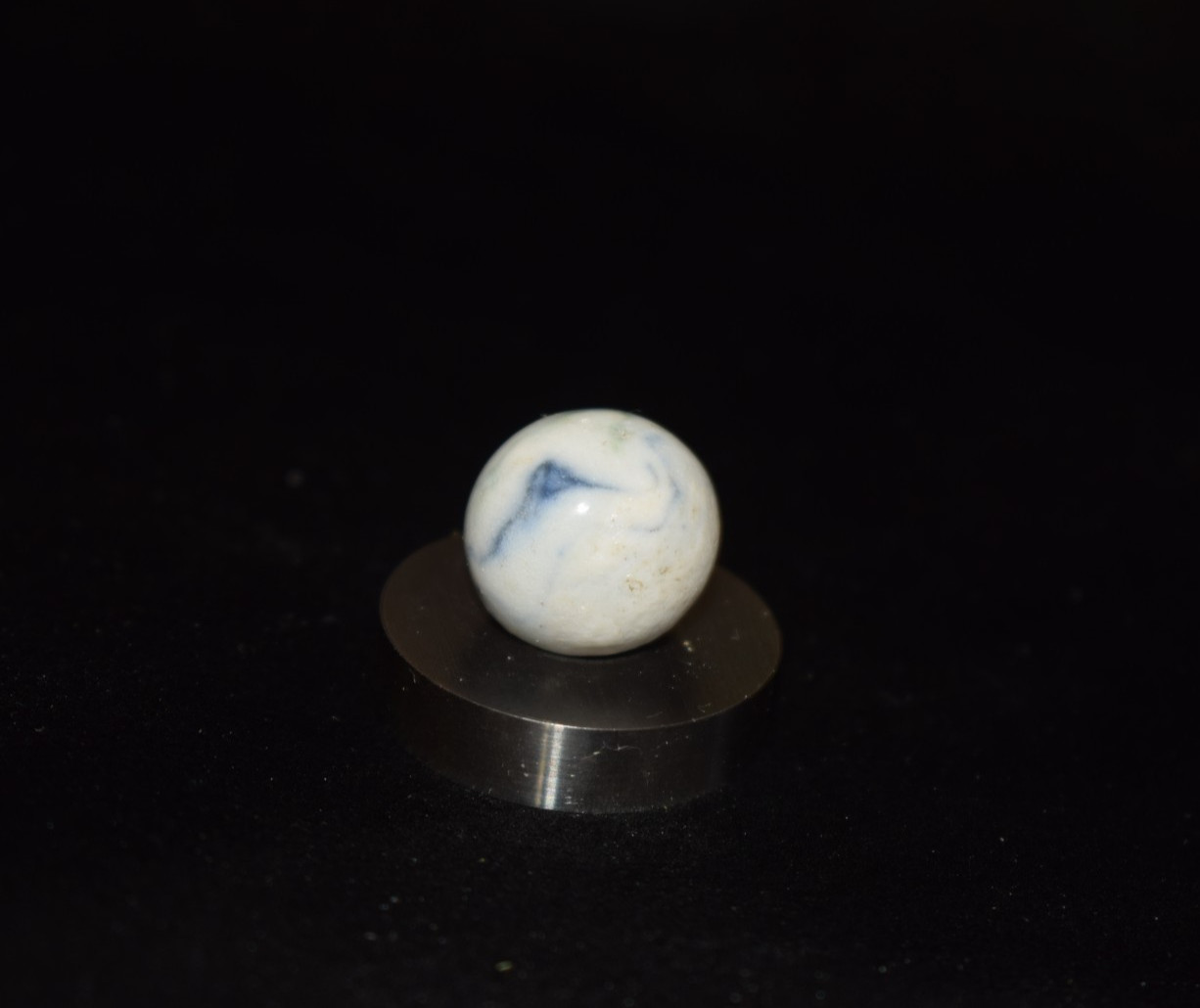 🦅➖⏩Antique German⬛🟥🟨 China Cobalt & Jasper Glazed Clay Marble Size .640″ VGC