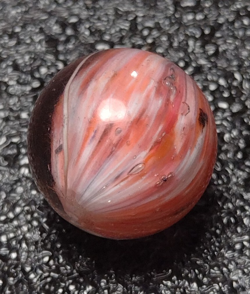 .70″ ✨☁️ SILVER MICA EOD Shrunken OnionSkin Swirl Antique Glass German Marbles