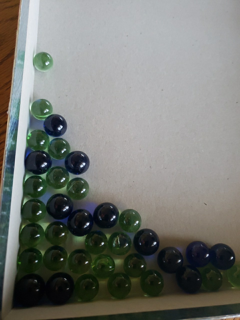 Lot Of 40 Glass Marbles 27 Small Light Green And 13 Medium Dark Purple VGC
