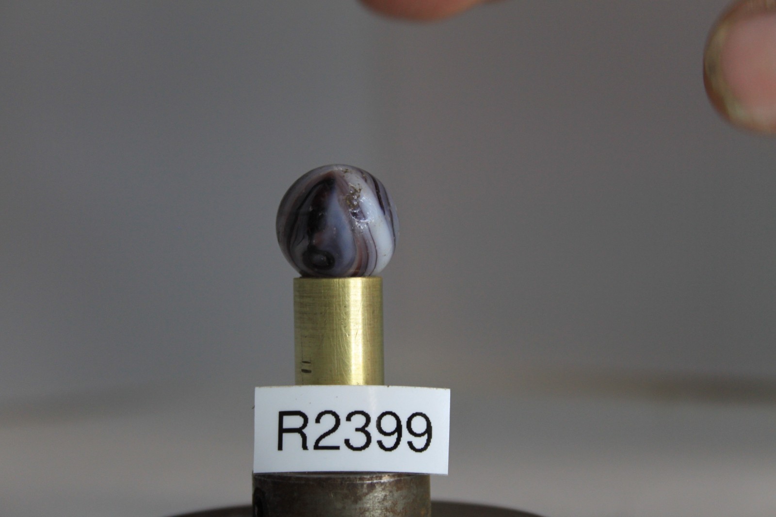 CHRISTENSEN AGATE MARBLE COLD ROLLED PURPLE OPAQUE WHITE 11/16″ CIRCA 1925-1933