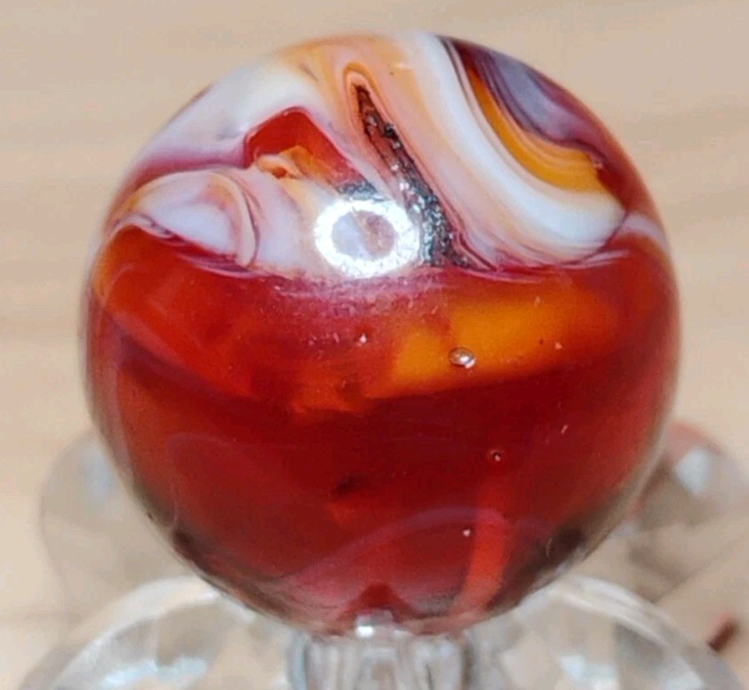 .67″ AVENTURINE💥 CHRISTENSEN/PELTIER MARBLES -ORANGE SLAG NM+ EXTREMELY RARE