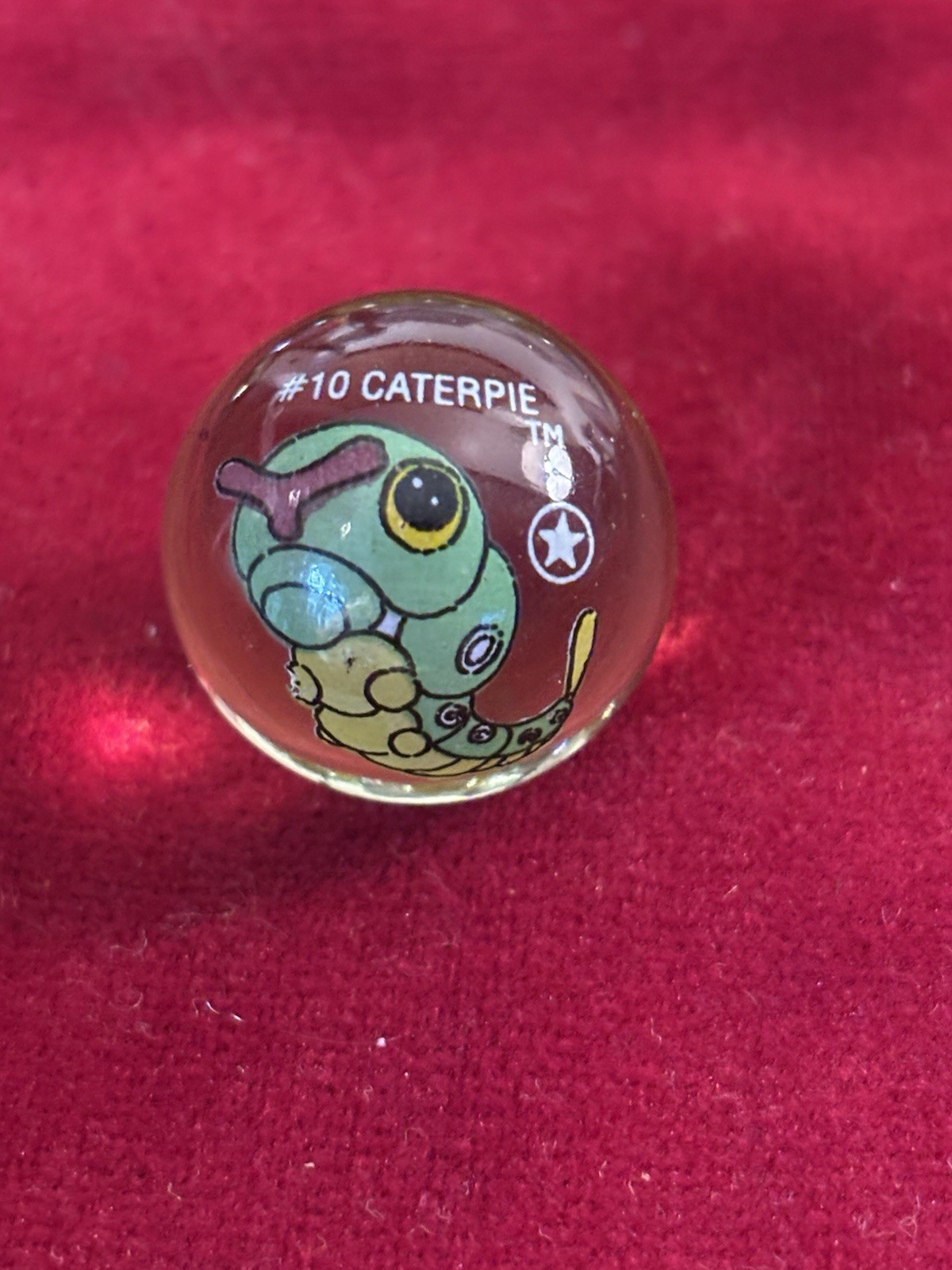 1999 Vintage Pokémon #10 Caterpie Glass Marble ToyBiz Clear 1st Edition