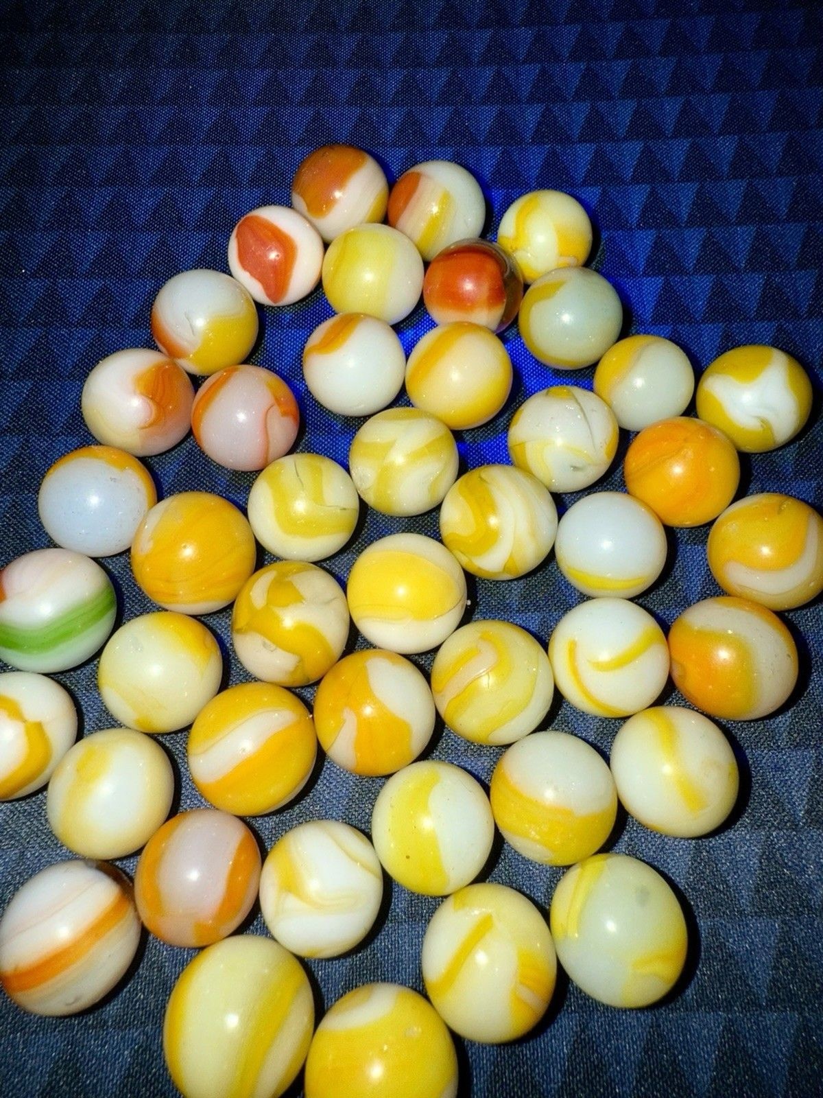 VTG Akro Agate Alley Peltier Rainbow Yellow Glass Marbles Lot of 44