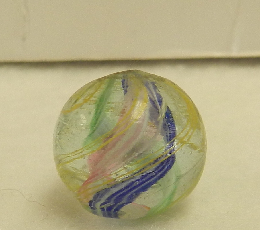 #18533m Small .55 Inches Vintage German Handmade Divided Ribbon Swirl Marble NM