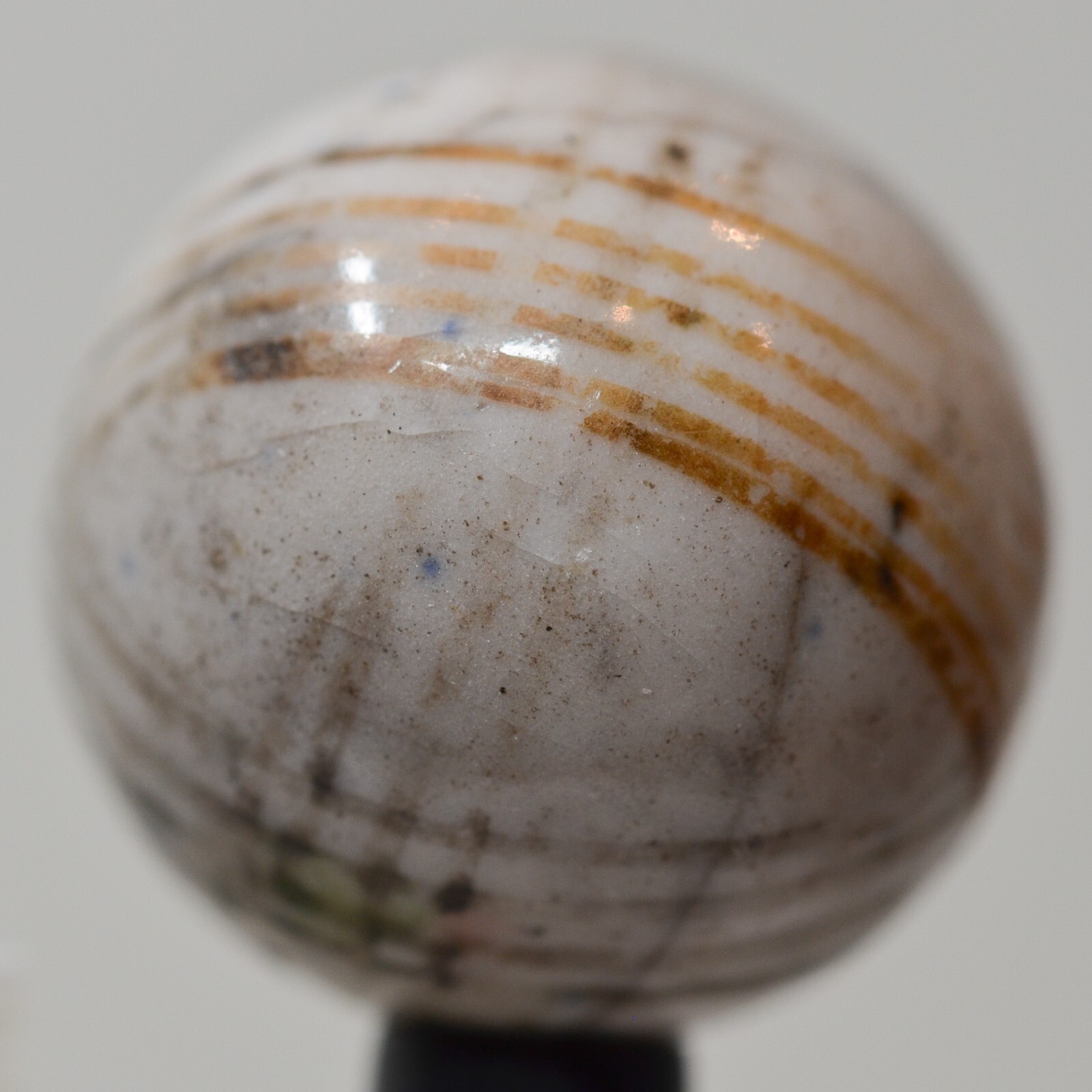 Large Handmade Lined Glazed China Marble, 1 in, Mint, Germany, S1482