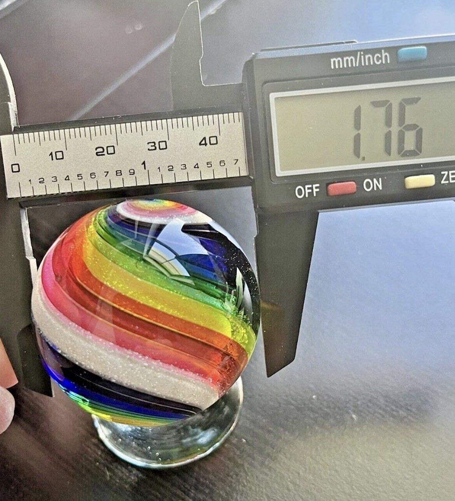 EDDIE SEESE MARBLE HANDMADE ART YELLOW CORE DICHROIC DOUBLE TWIST 1.76″ FES 16