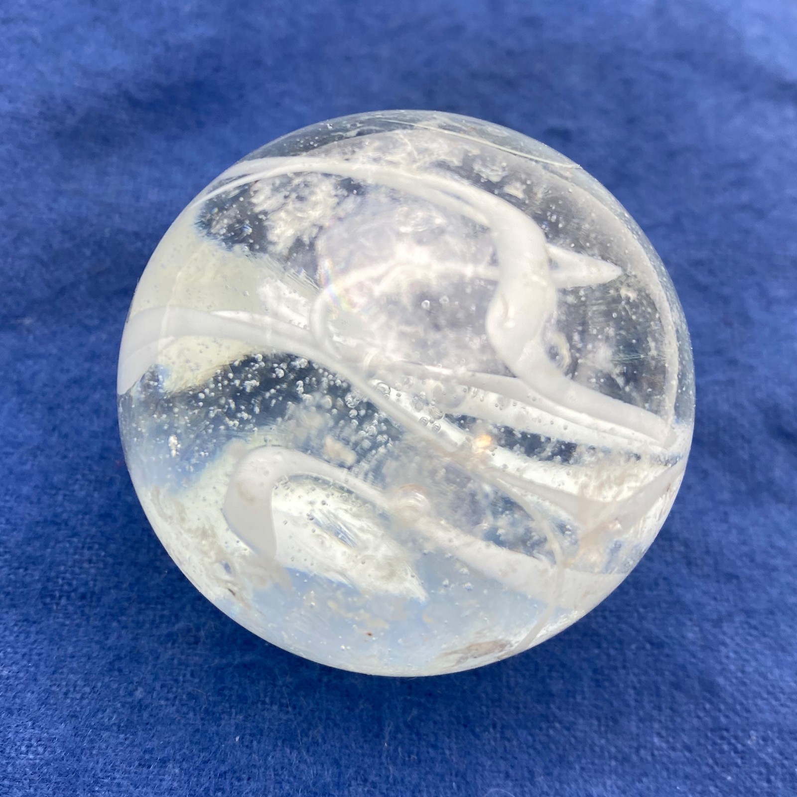 Large Clear & White Swirl Transparent Glass Shooter Marble