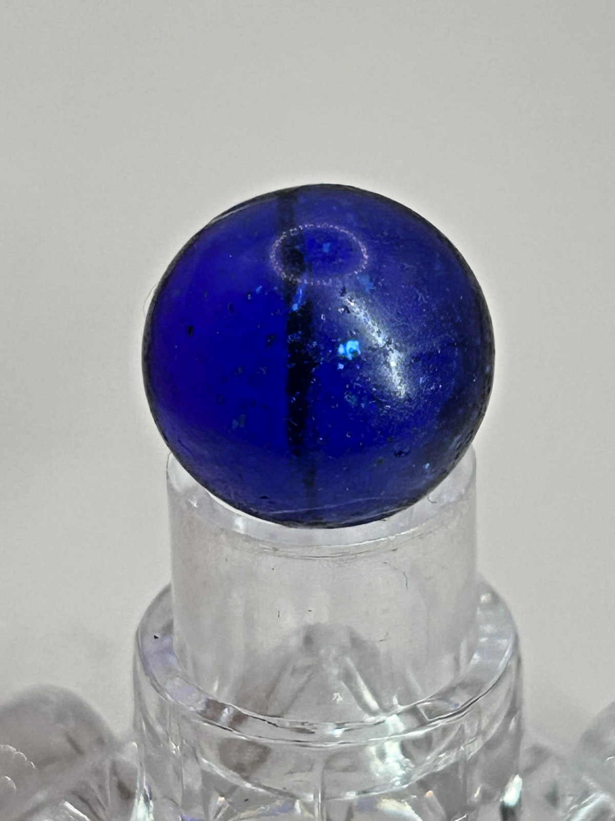Antique German Handmade Blue Mica w/Filament Marble 83/128″ Mint m38