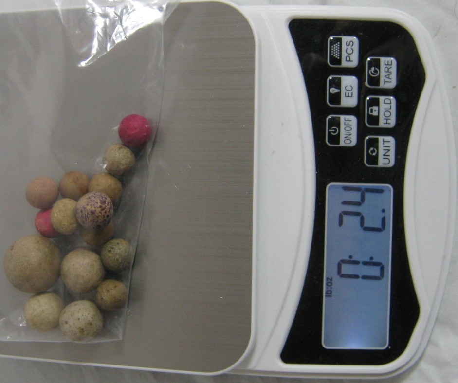 Lot Of 15 Antique Clay Marbles. Various Sizes