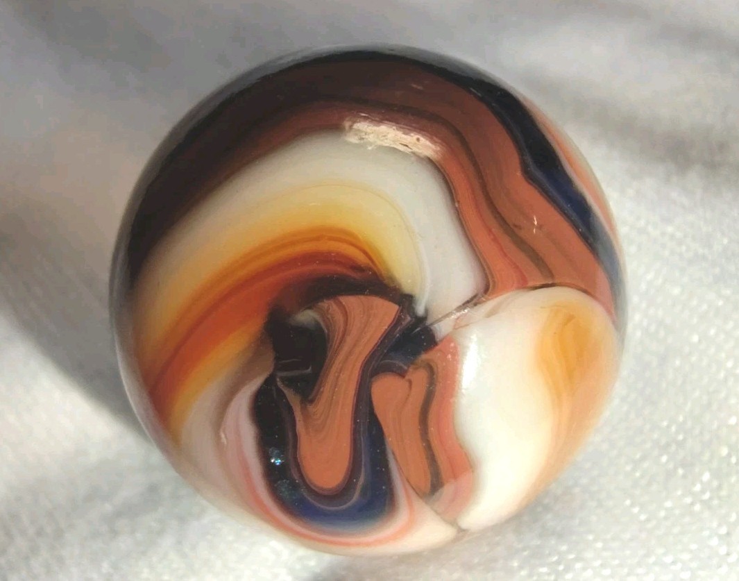 Jabo/DAS Cranberry Busy Gorgeous Flame Swirl Shooter Marble .74 Out Of Round