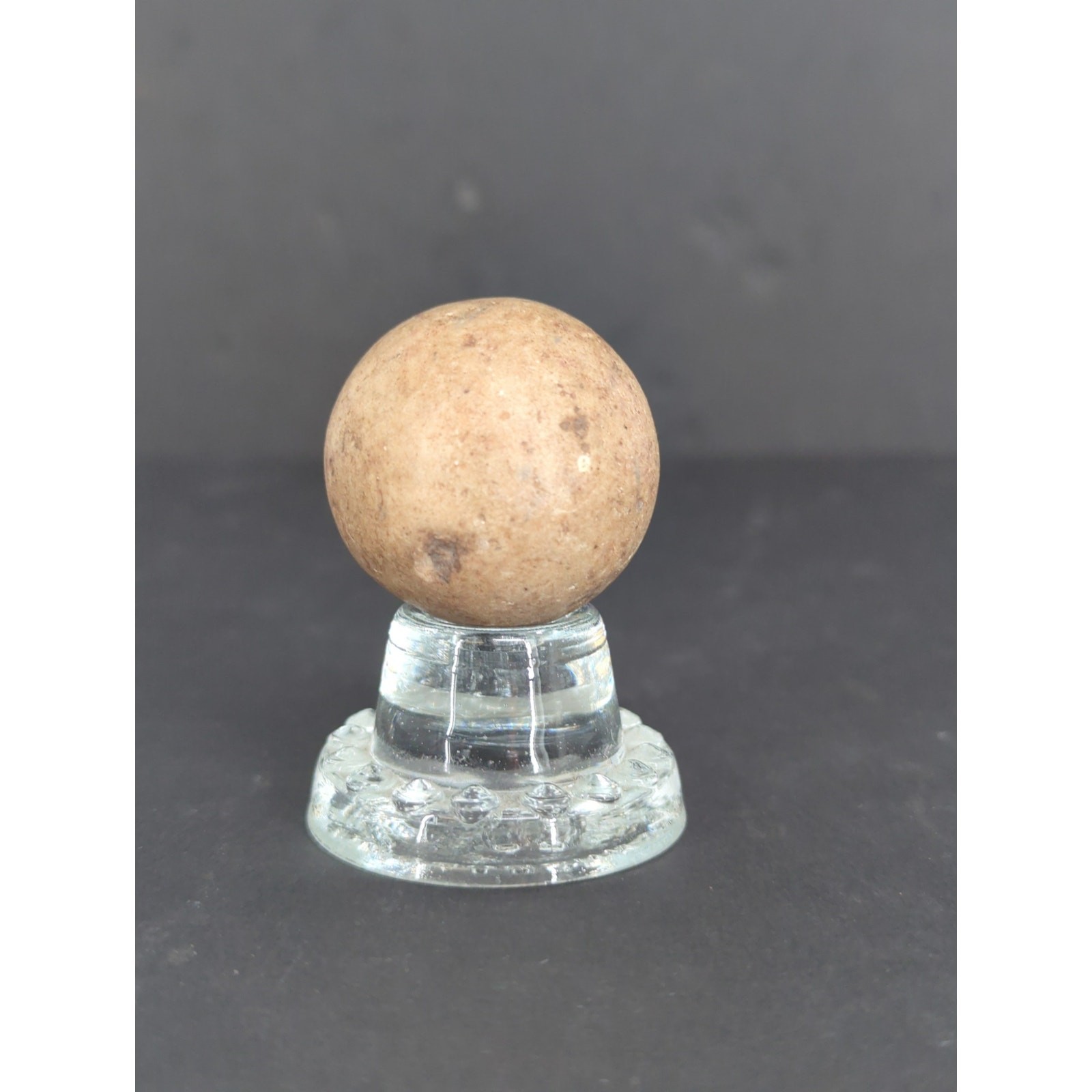 Antique German Handmade Bennington Clay Marble Glazed Giant Shooter 1-7/16″
