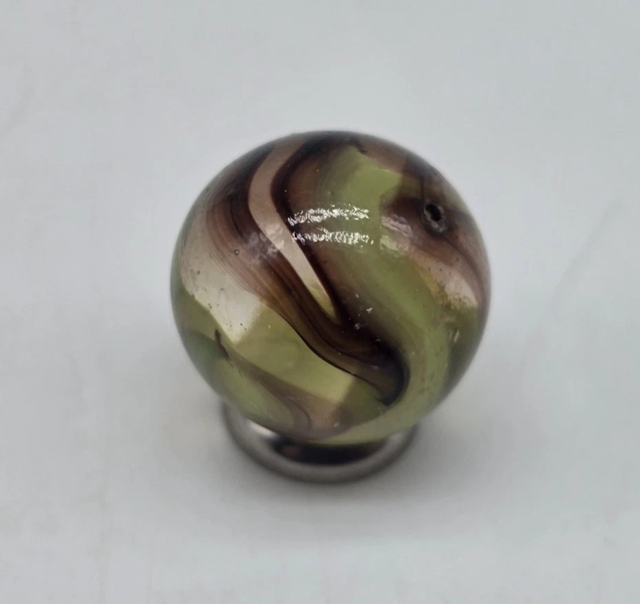 New For 2025! Bigfoot 16mm (5/8 in) Pack 5 Marbles, Clear w Brown, Green Swirls