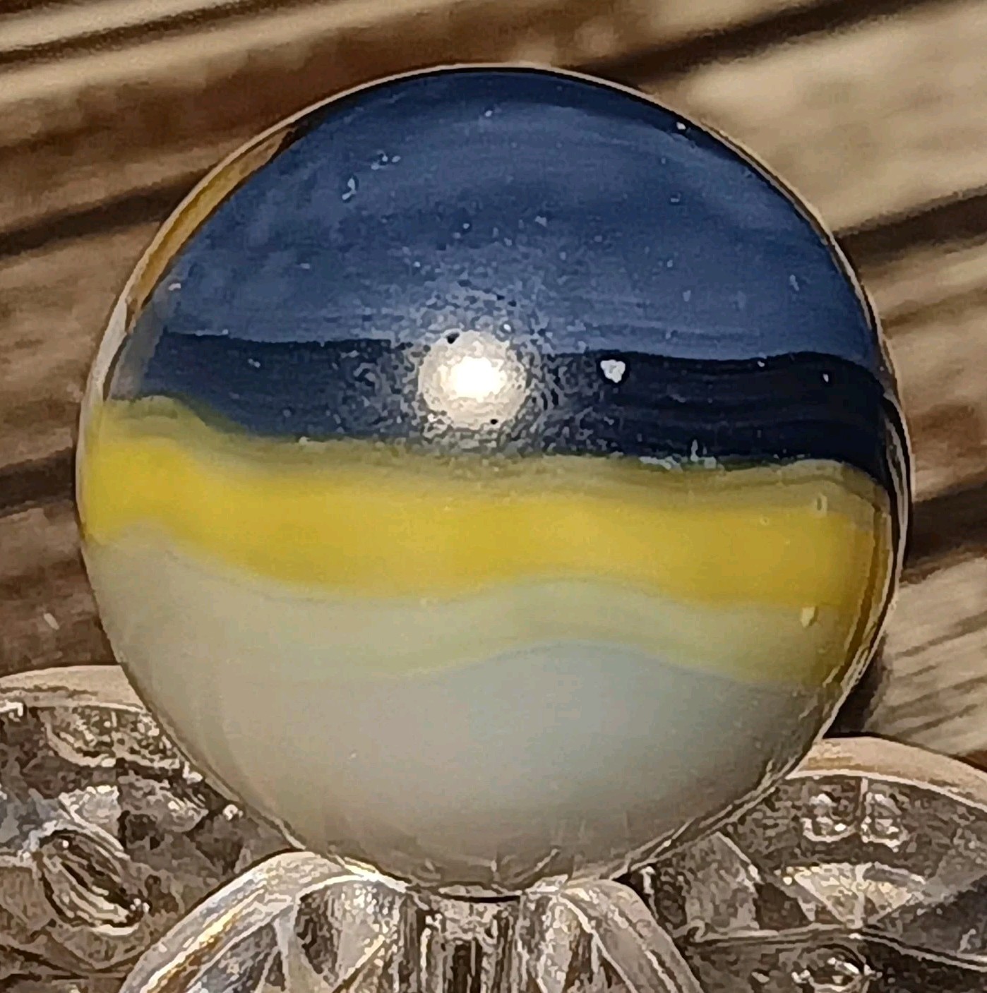 Vitro Agate 3-Color Opal Patch Marble. .60″ Mint. Nice Pattern/Color Combo