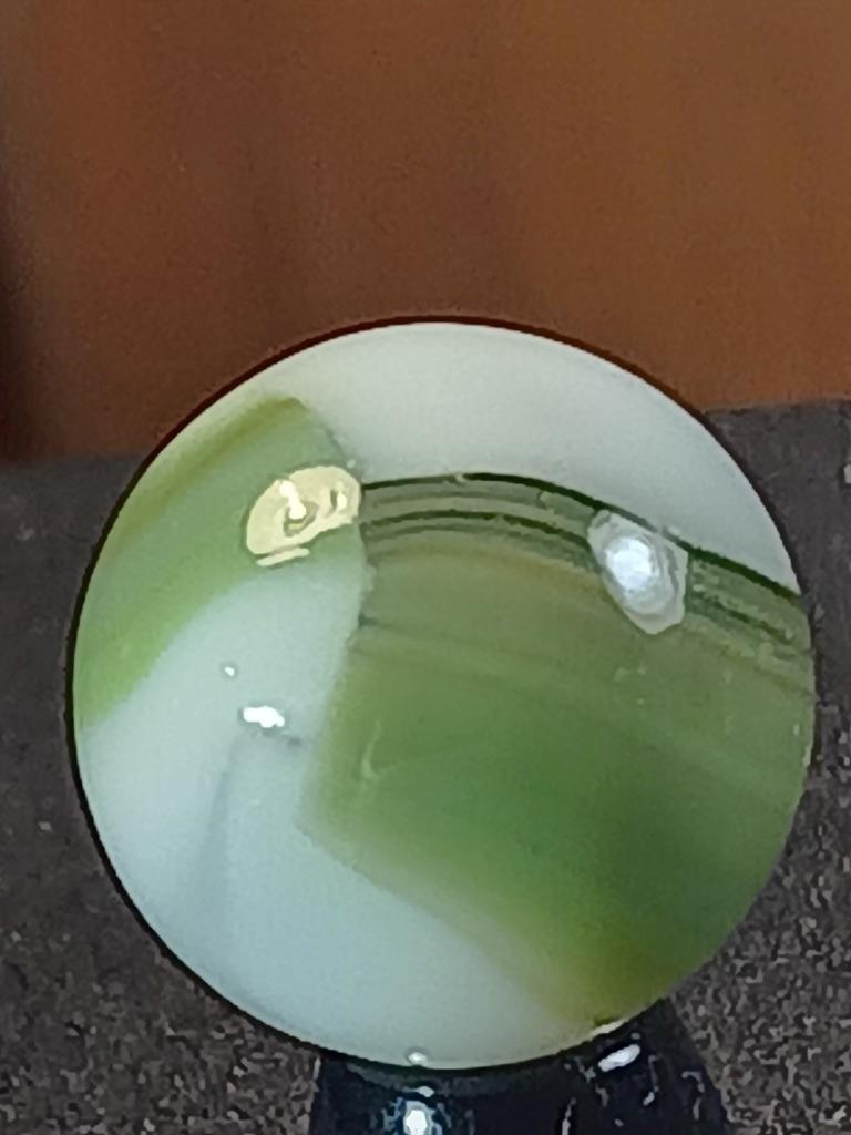 9/16″ Vitro Agate Asparagus Green Ice White Ribbon Patch NM Serious Marble B165