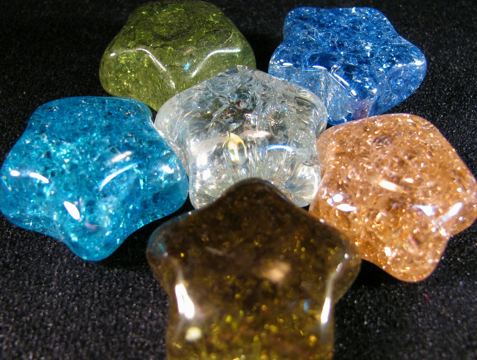 Big Colorful Crackle Glass Shooting Stars Pendant Mix 4 X 32mm 1.25″ New Marbles