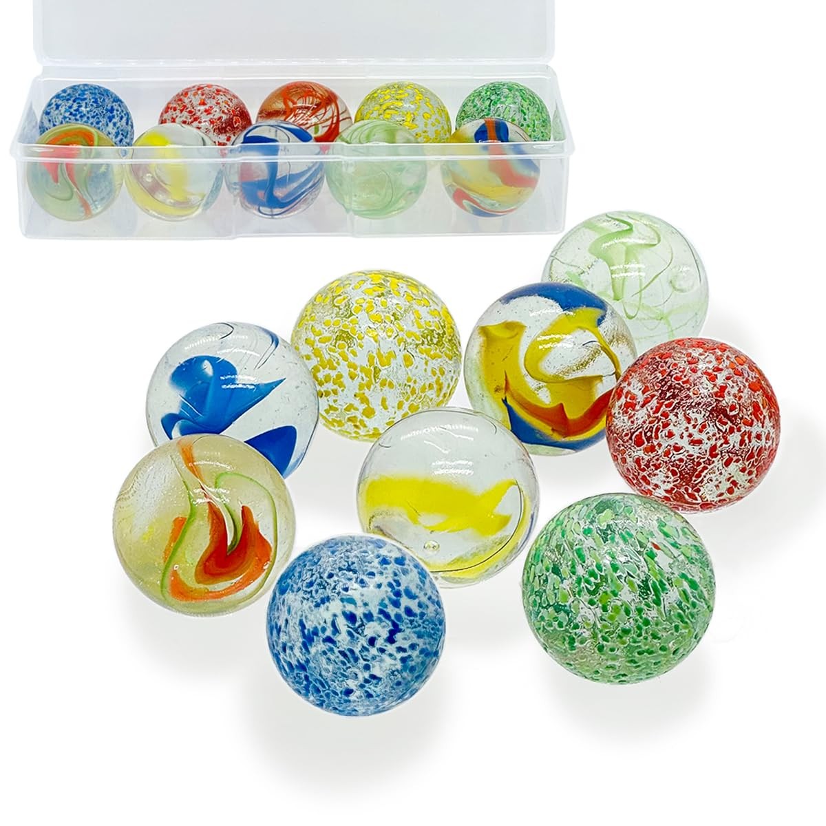 Glass Marbles 35mm Assorted 10pc Game Play Home Decor Educational Gift
