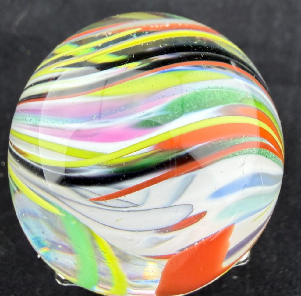 Steve Davis signed 04 1.45″ Multi Colored Swirl Marble NM